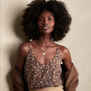 NWT Banana Republic Factory Silky Classic Camisole Rustic Brown in Size Small